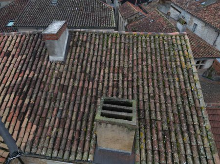 Drone top view of the roofs of Perigueux in France