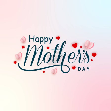 Téléchargez les illustrations : Joyeux fond lettrage de la fête des mères avec des formes de coeur - en licence libre de droit