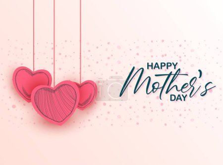 Illustration for Mothers day background illustration with hand drawn hearts - Royalty Free Image