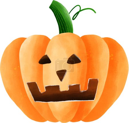 Téléchargez les photos : Visage de citrouille d'Halloween dans le style aquarelle : Célébration effrayante de tour ou de traitement en Octobre - en image libre de droit