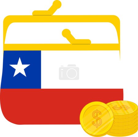 Téléchargez les illustrations : Chili Drapeau dessiné à la main, peso chilien dessiné à la main - en licence libre de droit