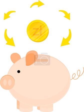 Illustration for Piggy bank and dollar coins - Royalty Free Image