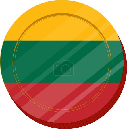 Téléchargez les illustrations : Badge rond avec drapeau de la lithuanie - en licence libre de droit
