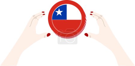 Téléchargez les illustrations : Chili Drapeau dessiné à la main, peso chilien dessiné à la main - en licence libre de droit