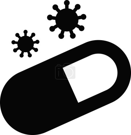 Ilustración de Virus plano icono vector dibujado a mano - Imagen libre de derechos