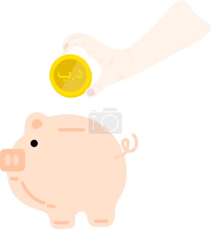 Illustration for Hand with piggy bank and coins vector illustration - Royalty Free Image