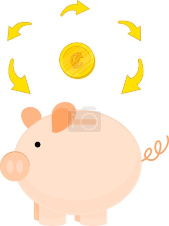 Ilustración de Alcancía y dinero icono vector gráfico ilustración - Imagen libre de derechos