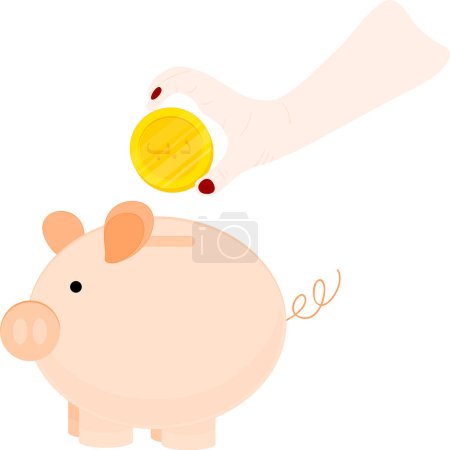 Ilustración de Dinero y monedas de cerdo - Imagen libre de derechos