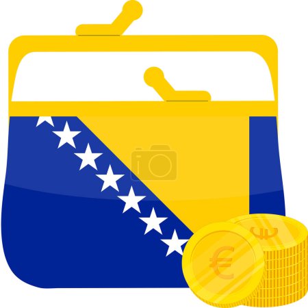 Téléchargez les illustrations : Illustration d'un long billet de banque fantôme et un drapeau de venezuela, une pièce avec un signe dollar - en licence libre de droit