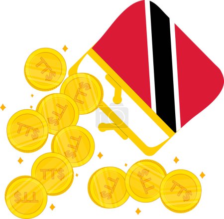 Illustration for Trinidad and Tobago Flag hand drawn,Trinidad and Tobago dollar hand drawn - Royalty Free Image