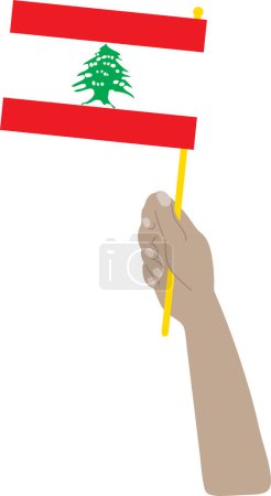 Illustration for Lebanon flag on hand - Royalty Free Image