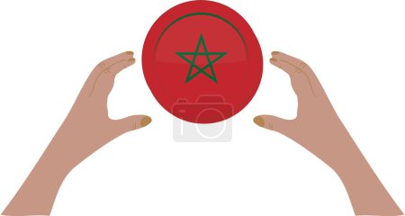 Téléchargez les illustrations : Main tenant le football marocain, drapeau national du Maroc - en licence libre de droit