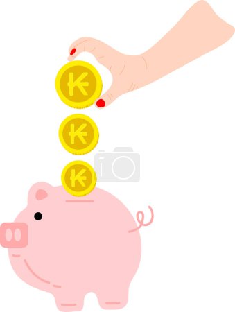 Illustration for Money, coins and a piggy bank. - Royalty Free Image