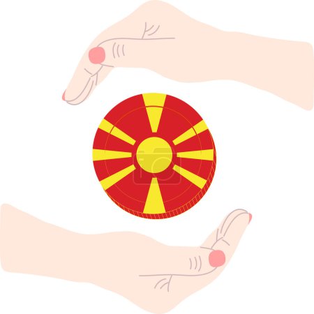 Téléchargez les illustrations : Main tenant drapeau de la macédonie. illustration vectorielle. - en licence libre de droit