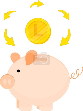 Illustration for Piggy bank with coin vector illustration - Royalty Free Image