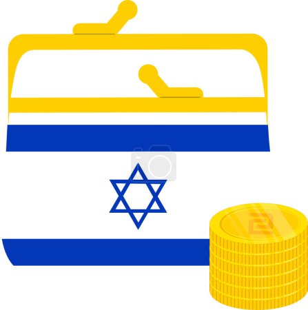 Illustration for Israel Flag hand drawn,Israeli New Sheqel hand drawn - Royalty Free Image