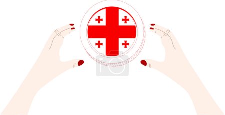 Illustration for Female hand holding a flag of georgian - Royalty Free Image
