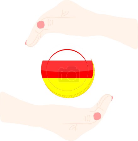 Illustration for Hand with a flag of the spain. vector illustration. - Royalty Free Image