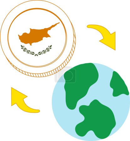 Illustration for Cyprus Flag hand drawn,Euro hand drawn - Royalty Free Image