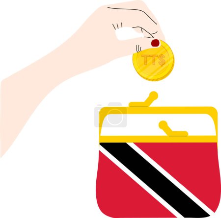 Ilustración de Trinidad y Tobago Bandera dibujada a mano, Trinidad y Tobago dólar dibujado a mano - Imagen libre de derechos