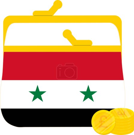 Illustration for Syria flag on coin with money bag vector illustration - Royalty Free Image