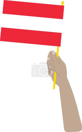 Illustration for Flag of peru on a stick. hand with the flag of vector illustration. flat style. - Royalty Free Image