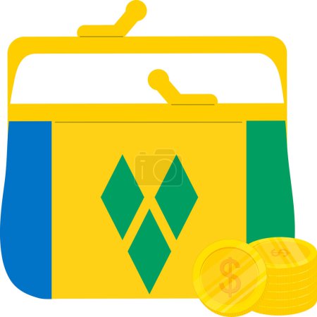 Ilustración de San Vicente y las Granadinas dibujado a mano, dólar del Caribe Oriental dibujado a mano - Imagen libre de derechos