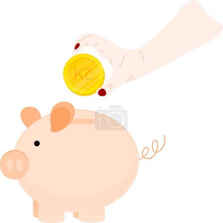 Téléchargez les illustrations : Pièce de monnaie cochon avec icône de pièce. graphique vectoriel - en licence libre de droit