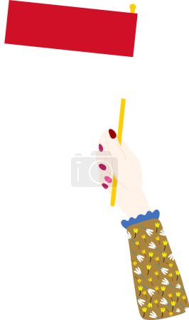 Illustration for Woman holding a paper with a pencil in the hand. - Royalty Free Image