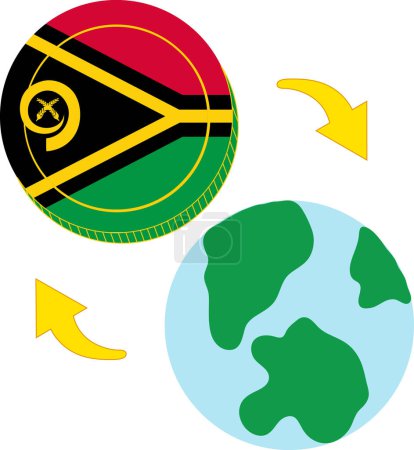 Illustration for Vanuatu Flag hand drawn,Vanuatu Vatu hand drawn - Royalty Free Image