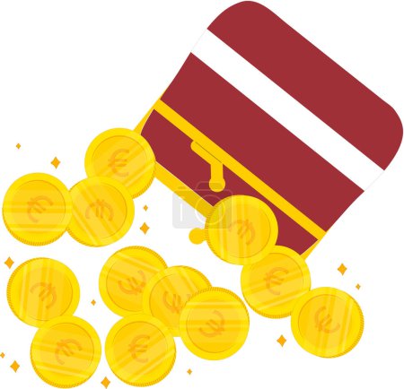 Illustration for Coins with a bow. vector illustration - Royalty Free Image