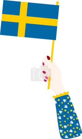 Illustration for Flag sweden with hand - Royalty Free Image
