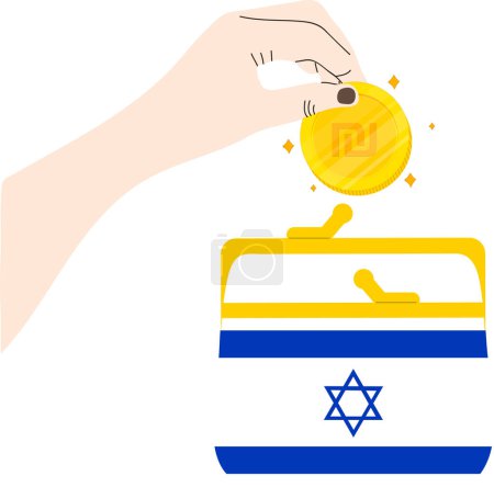 Ilustración de Bandera de Israel dibujada a mano, Nueva Sheqel israelí dibujado a mano - Imagen libre de derechos