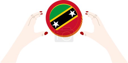 Ilustración de San Cristóbal y Nieves Bandera dibujada a mano, dólar del Caribe Oriental dibujado a mano - Imagen libre de derechos