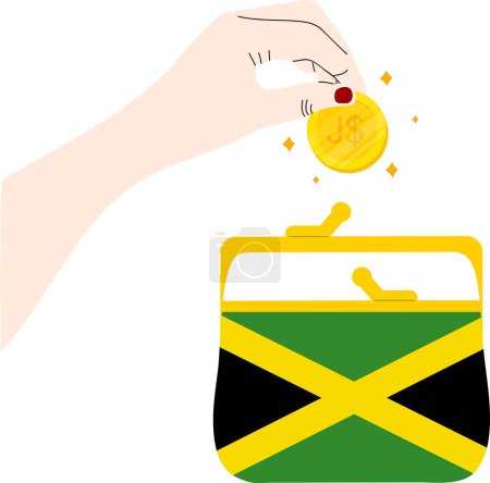 Téléchargez les illustrations : Jamaica drapeau pièce en forme de tirelire. illustration vectorielle - en licence libre de droit