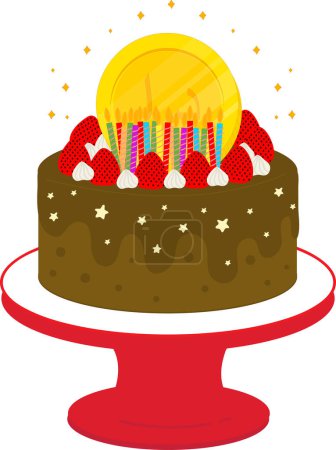 Téléchargez les illustrations : Gâteau d'anniversaire avec des bougies - en licence libre de droit