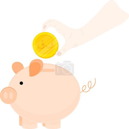 Illustration for Piggy bank with coin. flat style vector illustration. - Royalty Free Image