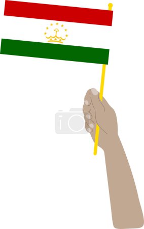 Téléchargez les illustrations : Drapeau à main tenant le drapeau national du tadjikistan - en licence libre de droit