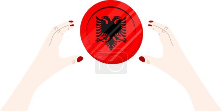 Téléchargez les illustrations : Albanie Drapeau dessiné à la main, Lek albanais dessiné à la main - en licence libre de droit