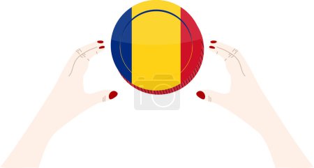 Téléchargez les illustrations : Drapeau roumain dessiné, Leu roumain dessiné à la main - en licence libre de droit