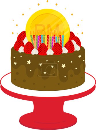 Téléchargez les illustrations : Illustration de gâteau pour la célébration. carte d'anniversaire - en licence libre de droit