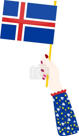 Illustration for Hand holding a flag of iceland - Royalty Free Image