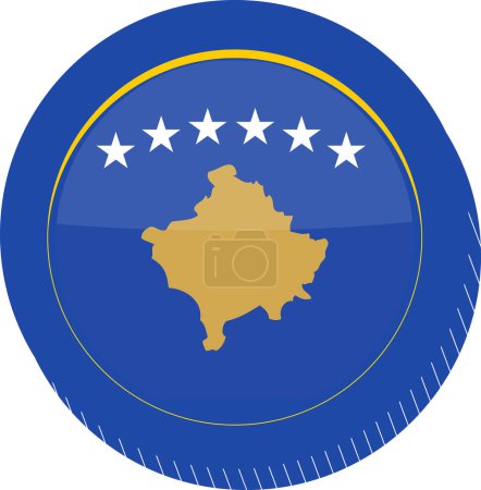 Téléchargez les illustrations : Étiquette ronde autocollant avec le drapeau de kosovo, avec le drapeau du pays. - en licence libre de droit