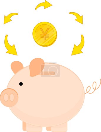Illustration for Piggy bank and money - Royalty Free Image