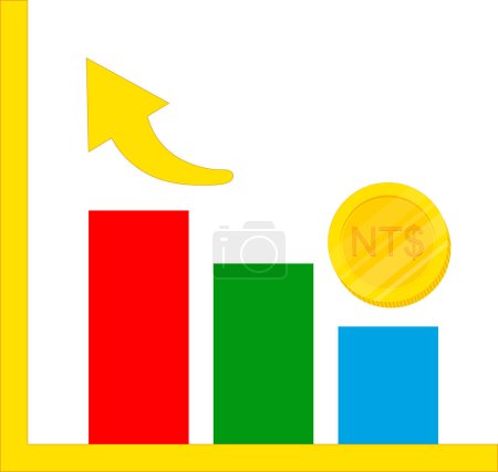 Illustration for Vector illustration of a flag of bar chart - Royalty Free Image