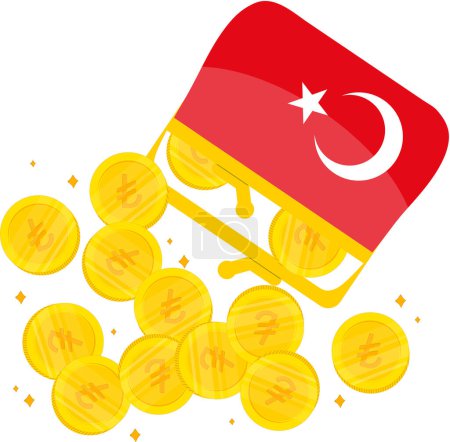 Téléchargez les illustrations : Pièces turques et monnaie turque, monnaie turque - en licence libre de droit