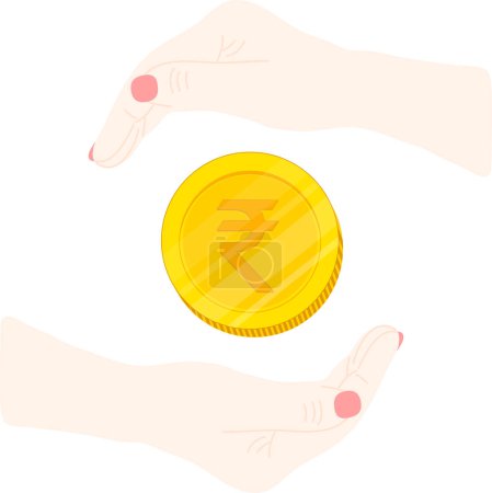 Ilustración de Mano con una moneda - Imagen libre de derechos