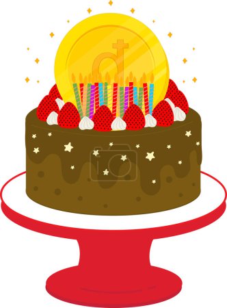 Téléchargez les illustrations : Gâteau d'anniversaire, gâteau et bougies. - en licence libre de droit