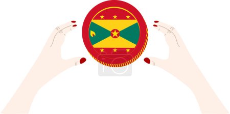 Illustration for Grenada Flag hand drawn,East Caribbean dollar hand drawn - Royalty Free Image