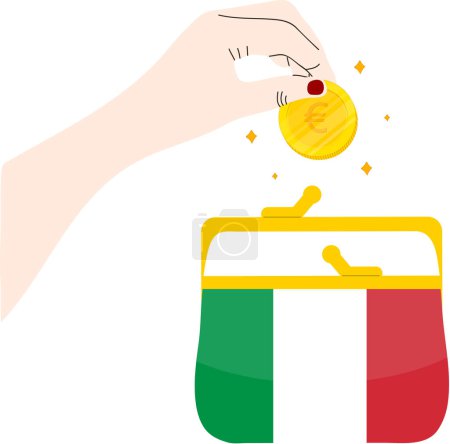 Illustration for Italy Flag hand drawn,EUR hand drawn - Royalty Free Image
